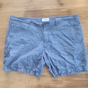 Blue Chambray Flat Front Shorts